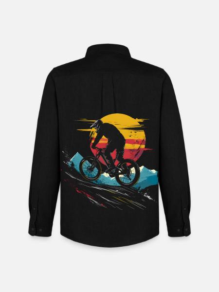 Mountain Biking Portrait - Men's Oxford Shirt by Stanley/Stella - black