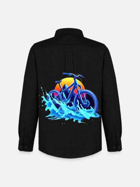 Mountain Biking Vaporwave - Men's Oxford Shirt by Stanley/Stella - black