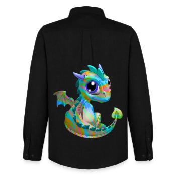 Baby Drache Psy| Niedlicher Psy Baby Drache - Männer Oxford Hemd von Stanley/Stella - Schwarz - Hinten - AI Model Male 185 dark (185cm)