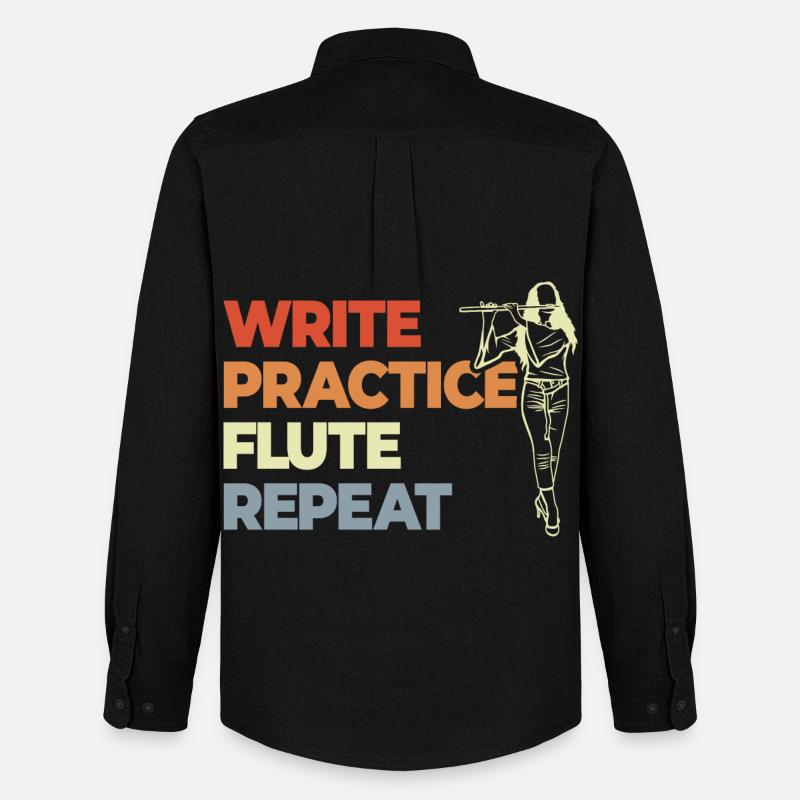 Write Practice Flute Repeat - Männer Oxford Hemd von Stanley/Stella - Schwarz