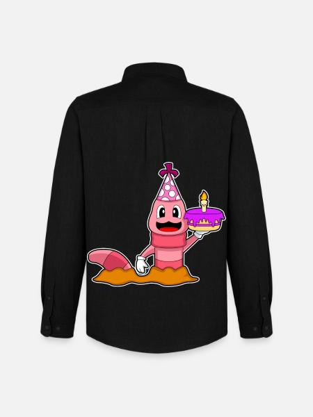 Worm Birthday Cake - Men's Oxford Shirt by Stanley/Stella - black