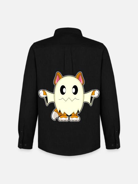Cat Halloween Ghost - Men's Oxford Shirt by Stanley/Stella - black