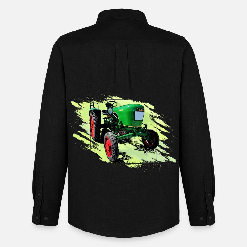 Dieselross F12 Oldtimer Traktor - Männer Oxford Hemd von Stanley/Stella - Schwarz