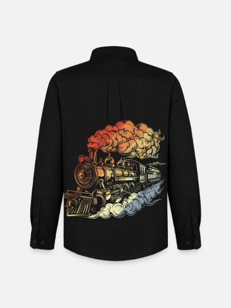 Retro Dampflokomotive - Männer Oxford Hemd von Stanley/Stella - Schwarz