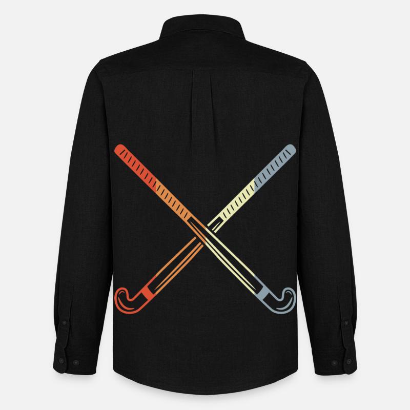 Retro Hockeyschläger - Männer Oxford Hemd von Stanley/Stella - Schwarz