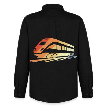 Railway Retro Style - Men's Oxford Shirt by Stanley/Stella - black - Back - AI Model Male 185 dark (185cm)