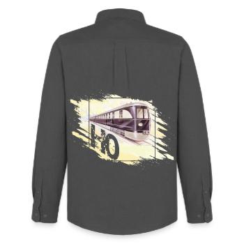 Modèle réduit de chemin de fer H0 Design - Chemise Oxford homme Stanley/Stella - charbon - Dos - AI Model Male 185 dark (185cm)
