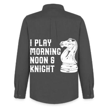 Je joue à Morning Noon & Knight - Chemise Oxford homme Stanley/Stella - charbon - Dos - AI Model Male 185 dark (185cm)