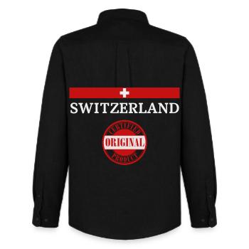 Schweizer Flagge - Männer Oxford Hemd von Stanley/Stella - Schwarz - Hinten - AI Model Male 185 dark (185cm)