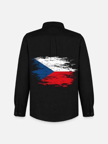 Czech Republic flag used - Men's Oxford Shirt by Stanley/Stella - black