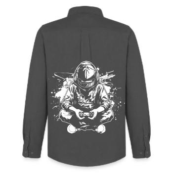 Amateurs de jeux vidéo - Chemise Oxford homme Stanley/Stella - charbon - Dos - AI Model Male 185 dark (185cm)