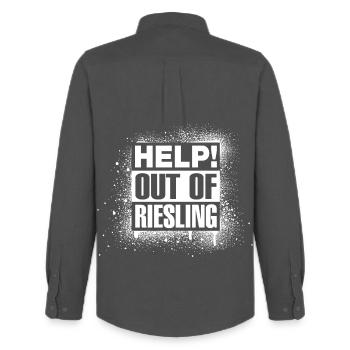 HELP! Out of Riesling - Männer Oxford Hemd von Stanley/Stella - Anthrazit - Hinten - AI Model Male 185 dark (185cm)