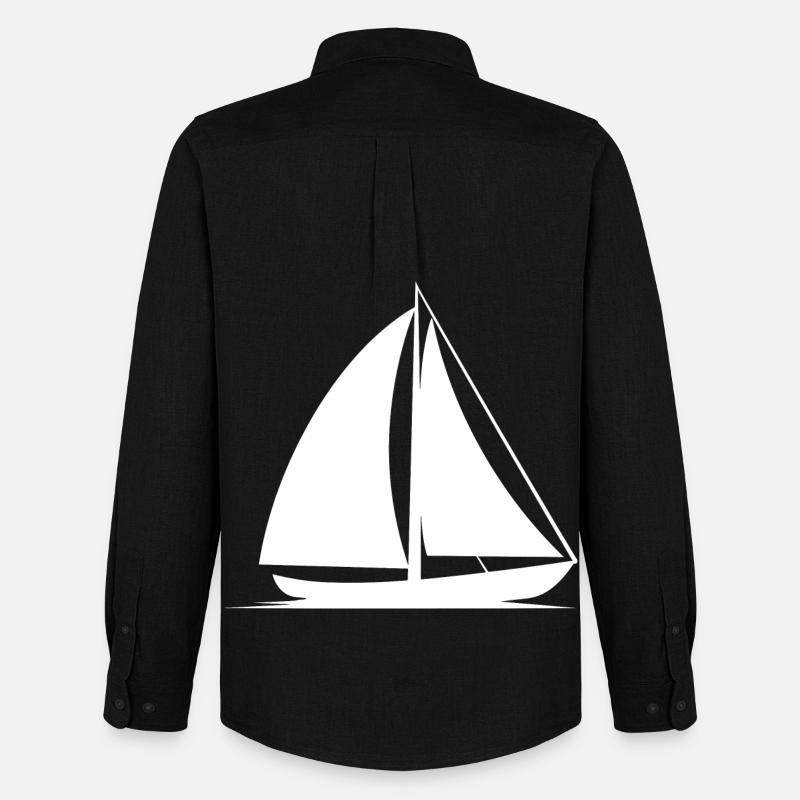 Segelboot Line Art - Männer Oxford Hemd von Stanley/Stella - Schwarz