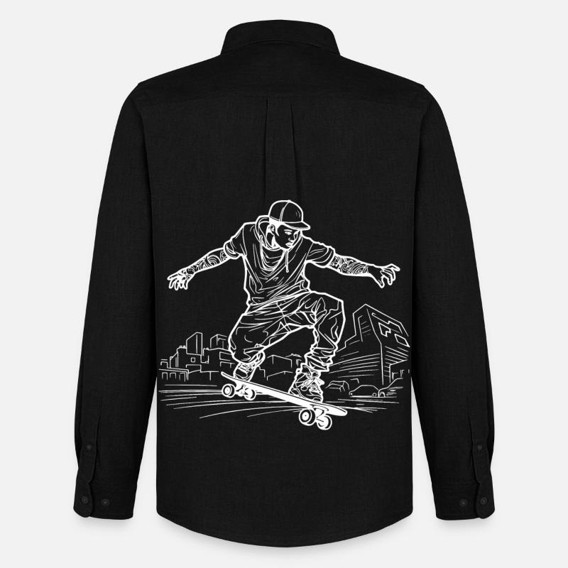 Skateboarder Zeichnung - Männer Oxford Hemd von Stanley/Stella - Schwarz