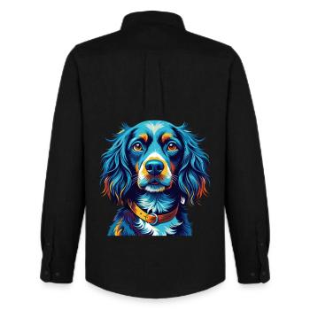 Epagneul Bleu Picardie Chien Race Dessin Animé Kawaii - Chemise Oxford homme Stanley/Stella - noir - Dos - AI Model Male 185 dark (185cm)
