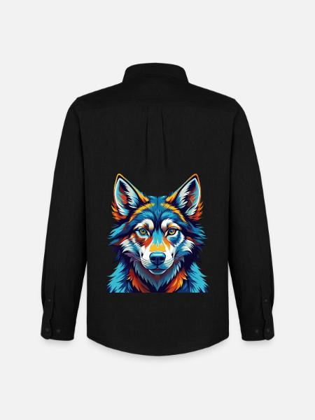 Czechoslovakian Wolfdog Breed Cartoon Kawaii - Men's Oxford Shirt by Stanley/Stella - black