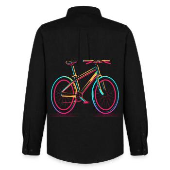 Vélo de route style des années 80 - Chemise Oxford homme Stanley/Stella - noir - Dos - AI Model Male 185 dark (185cm)