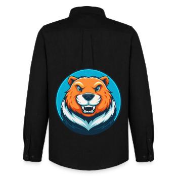 Biber süße Kawaii Cartoon Clipart Tier Haustier Logo - Männer Oxford Hemd von Stanley/Stella - Schwarz - Hinten - AI Model Male 185 dark (185cm)