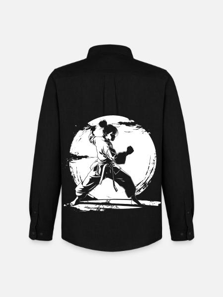 Dessin de fille de karaté - Chemise Oxford homme Stanley/Stella - noir