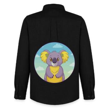 Koala Niedlich Kawaii Cartoon Clipart Tier Haustier - Männer Oxford Hemd von Stanley/Stella - Schwarz - Hinten - AI Model Male 185 dark (185cm)