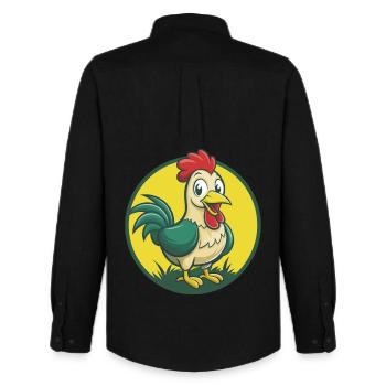 Chicken Cute Kawaii Cartoon Clipart Pet Animal - Men's Oxford Shirt by Stanley/Stella - black - Back - AI Model Male 185 dark (185cm)