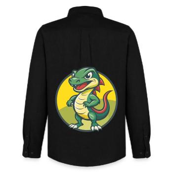 Basilisk Niedliche Kawaii Cartoon Clipart Haustier Tier - Männer Oxford Hemd von Stanley/Stella - Schwarz - Hinten - AI Model Male 185 dark (185cm)