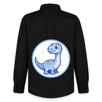 Dinosaurier Blau Kawaii Cartoon Figur Clipart Haustier - Männer Oxford Hemd von Stanley/Stella - Schwarz - Hinten - AI Model Male 185 dark (185cm)