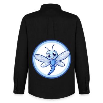 Libelle Blau Kawaii Cartoon Charakter Clipart - Männer Oxford Hemd von Stanley/Stella - Schwarz - Hinten - AI Model Male 185 dark (185cm)