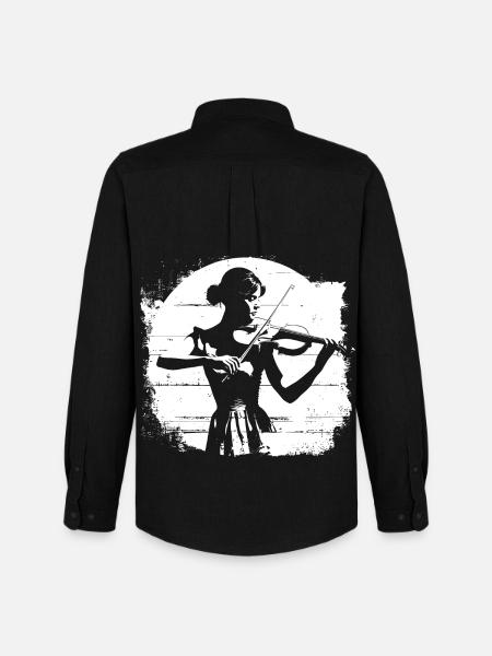 Violins Woman Drawing - Men's Oxford Shirt by Stanley/Stella - black
