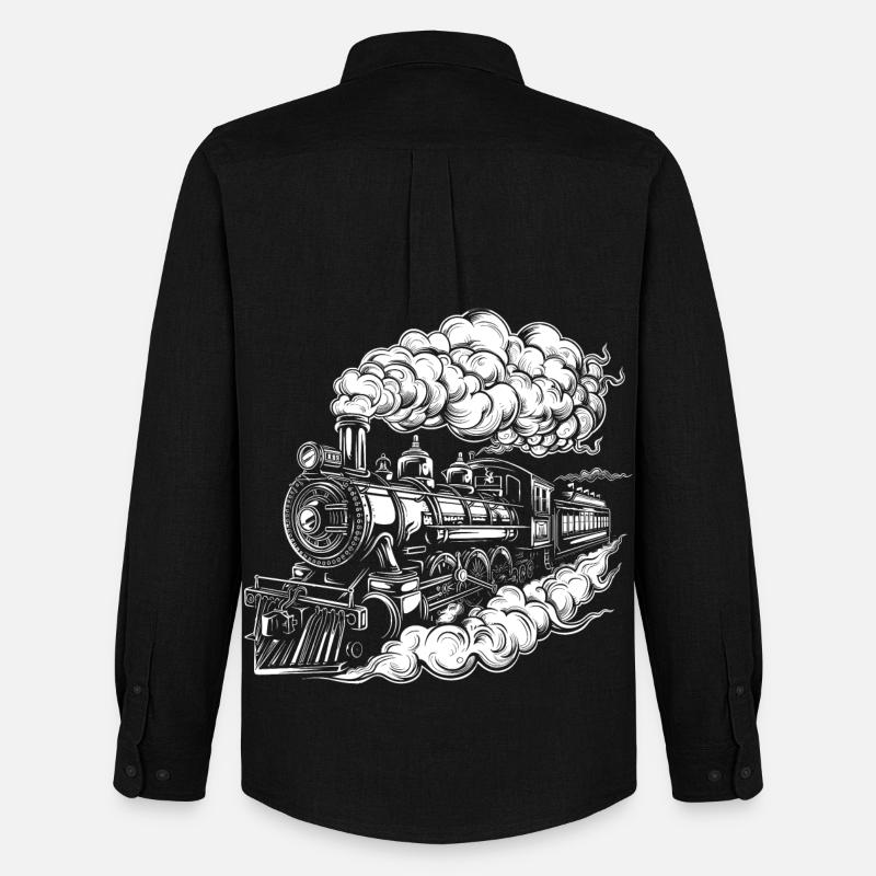 Dampflokomotive Grafik - Männer Oxford Hemd von Stanley/Stella - Schwarz