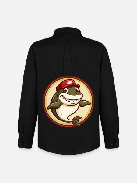 Whale Colorful Kawaii Cartoon Character Clipart - Men's Oxford Shirt by Stanley/Stella - black
