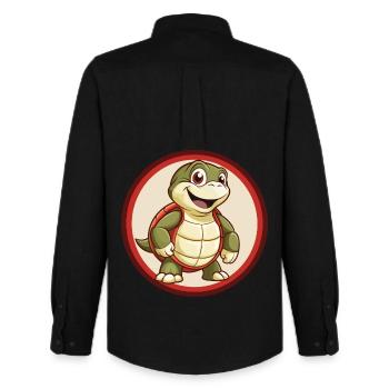 Turtle Colorful Kawaii Cartoon Character Clipart - Men's Oxford Shirt by Stanley/Stella - black - Back - AI Model Male 185 dark (185cm)