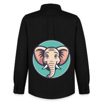 Elefant Kawaii Cartoon Figur Tier Haustier Gesicht - Männer Oxford Hemd von Stanley/Stella - Schwarz - Hinten - AI Model Male 185 dark (185cm)