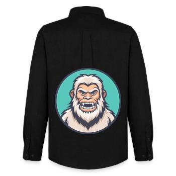 Yeti Kawaii Dessin Animé Personnage Animal Animal Visage - Chemise Oxford homme Stanley/Stella - noir - Dos - AI Model Male 185 dark (185cm)