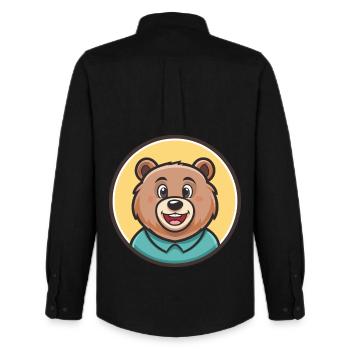 Bär Kawaii Cartoon Figur Tier Haustier Gesicht - Männer Oxford Hemd von Stanley/Stella - Schwarz - Hinten - AI Model Male 185 dark (185cm)