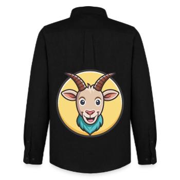 Chèvre Kawaii Dessin animé Personnage Animal Animal Visage - Chemise Oxford homme Stanley/Stella - noir - Dos - AI Model Male 185 dark (185cm)