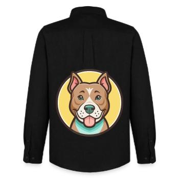 Race de chien American Pitbull Terrier Dessin animé Kawaii - Chemise Oxford homme Stanley/Stella - noir - Dos - AI Model Male 185 dark (185cm)