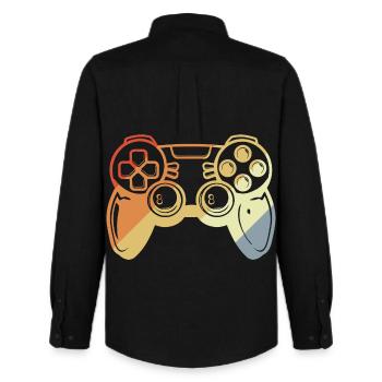 Vintage Gaming Controller Skizze - Männer Oxford Hemd von Stanley/Stella - Schwarz - Hinten - AI Model Male 185 dark (185cm)