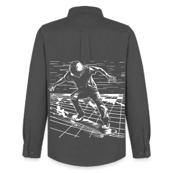 Graphismes de patineur - Chemise Oxford homme Stanley/Stella - charbon - Dos - AI Model Male 185 dark (185cm)
