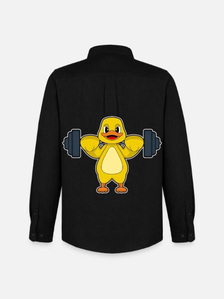 Duck Bodybuilder Barbell Bodybuilding - Men's Oxford Shirt by Stanley/Stella - black