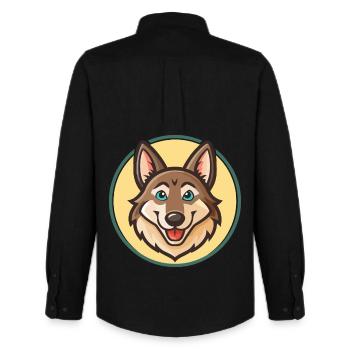 Tschechoslowakischer Wolfshund Hunderasse Cartoon Kawaii Haustier - Männer Oxford Hemd von Stanley/Stella - Schwarz - Hinten - AI Model Male 185 dark (185cm)