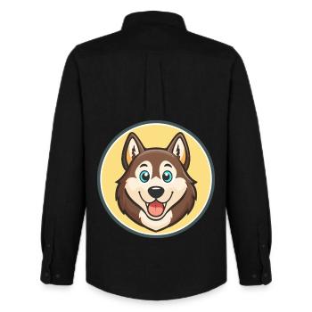 Chukotka Sled Dog Breed Cartoon Kawaii Clipart Pet - Men's Oxford Shirt by Stanley/Stella - black - Back - AI Model Male 185 dark (185cm)