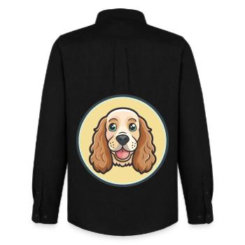 Cocker anglais Spaniel Chien Race Dessin animé Kawaii - Chemise Oxford homme Stanley/Stella - noir - Dos - AI Model Male 185 dark (185cm)