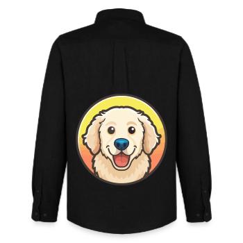 Kuvasz Ungarische Hunderasse Cartoon Kawaii Clipart - Männer Oxford Hemd von Stanley/Stella - Schwarz - Hinten - AI Model Male 185 dark (185cm)