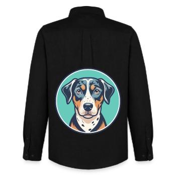 Catahoula Cur Dog Breed Cartoon Kawaii Clipart Pet - Men's Oxford Shirt by Stanley/Stella - black - Back - AI Model Male 185 dark (185cm)