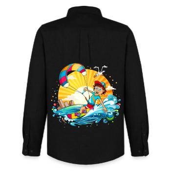 Colorful illustration of a kite surfer - Men's Oxford Shirt by Stanley/Stella - black - Back - AI Model Male 185 dark (185cm)