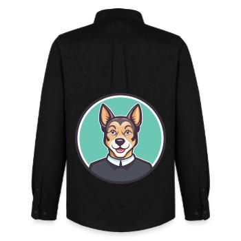 Pasteur Garafiano Race Chien Dessin animé Kawaii Clipart - Chemise Oxford homme Stanley/Stella - noir - Dos - AI Model Male 185 dark (185cm)