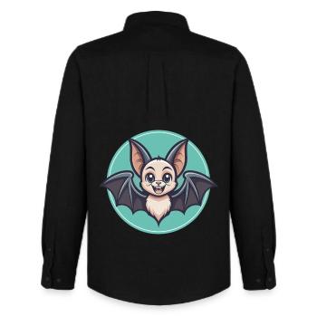 Fledermaus Kawaii Cartoon Figur Tier Haustier Gesicht - Männer Oxford Hemd von Stanley/Stella - Schwarz - Hinten - AI Model Male 185 dark (185cm)