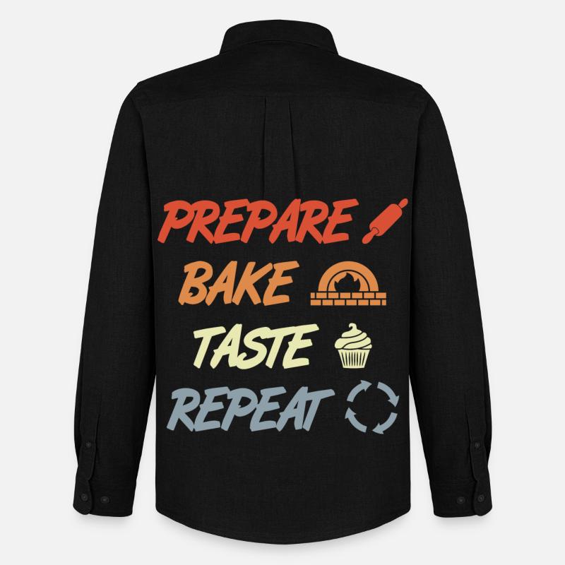Prepare Bake Taste Repeat - Männer Oxford Hemd von Stanley/Stella - Schwarz