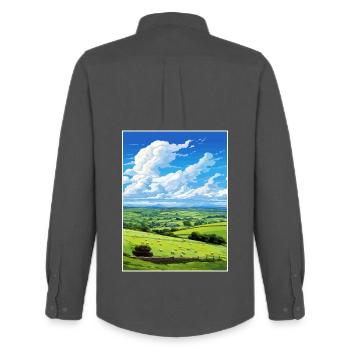 Nidderdale Aonb Reise Poster Souvenir Farbe WPA - Männer Oxford Hemd von Stanley/Stella - Anthrazit - Hinten - AI Model Male 185 dark (185cm)